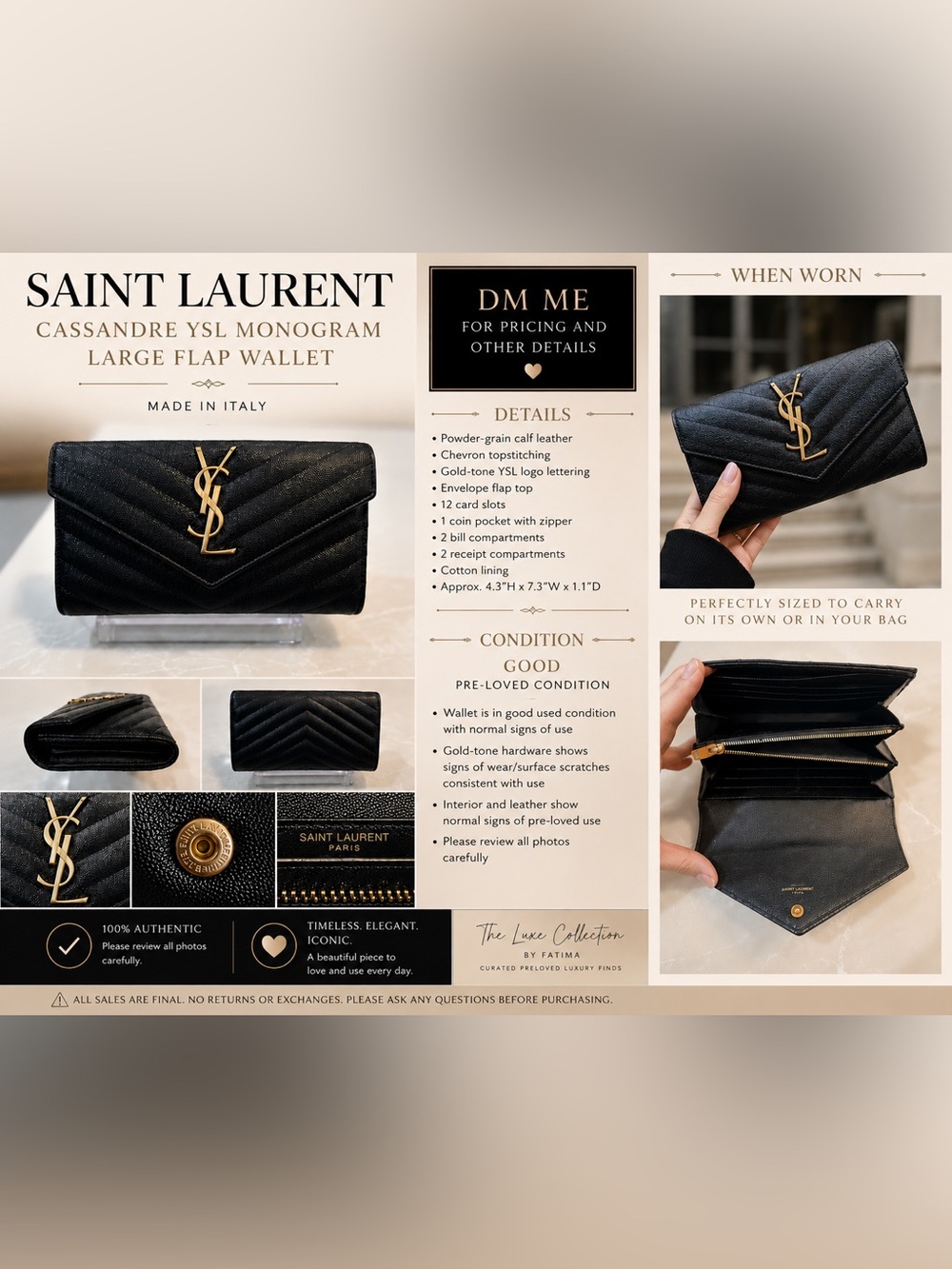 SAINT LAURENT CASSANDRE YSL MONOGRAM LARGE FLAP WALLET